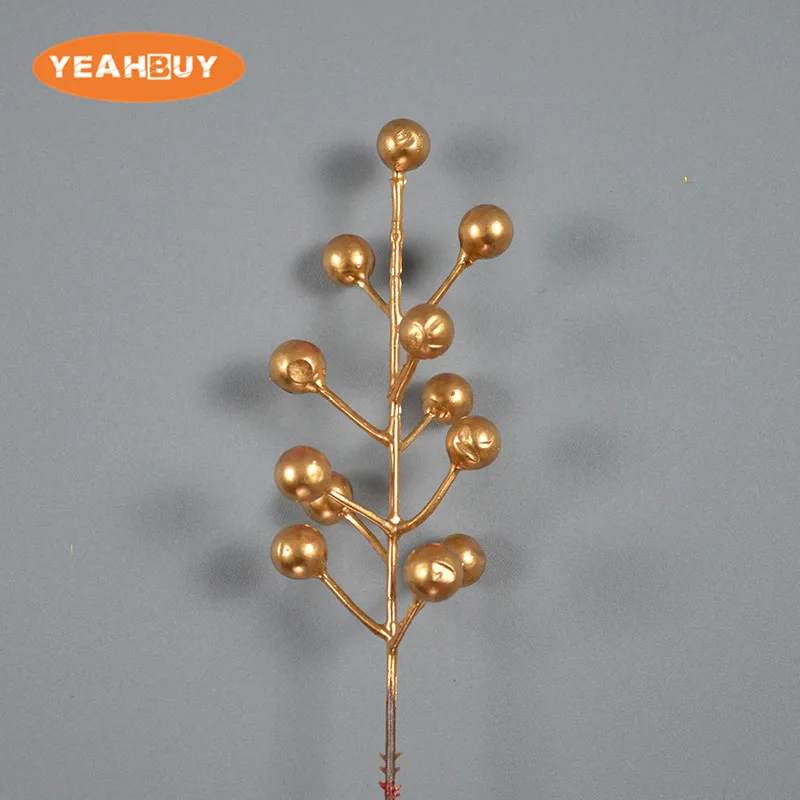 Рождественские аксессуары YEAHBUY, искусственные ягоды, красные, золотые