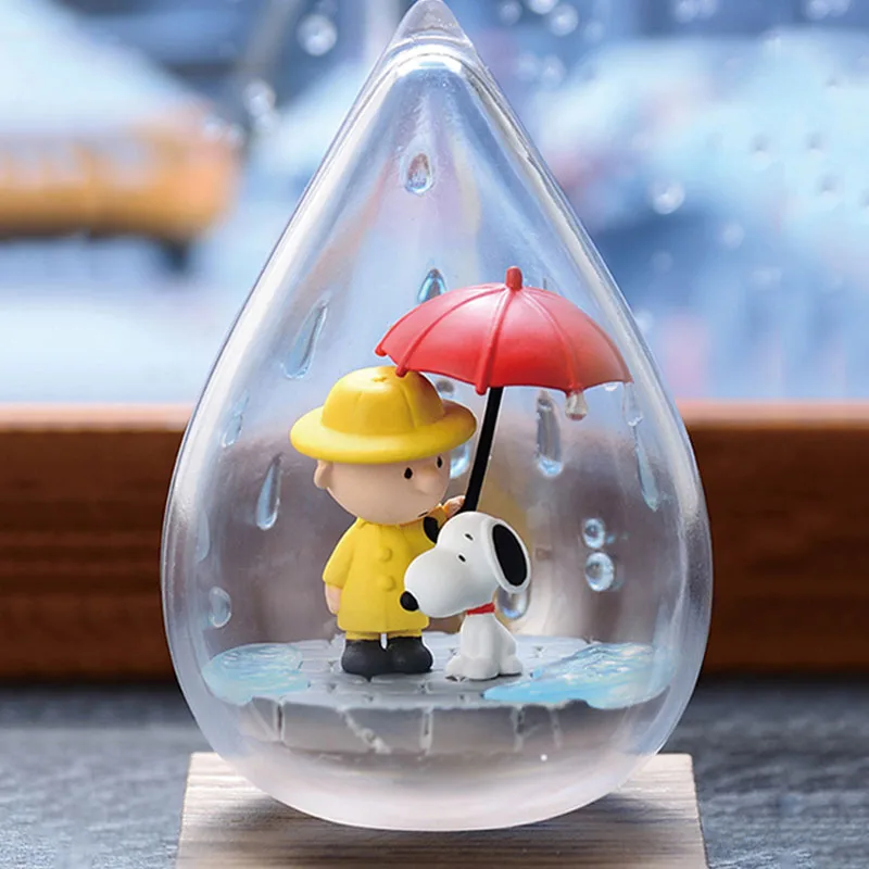 Kawaii Snoopy Cartoon Cute Dolls Weather Bottle Collection Doll Scene Anime Figure Model Toys for Girl Birthday Gift