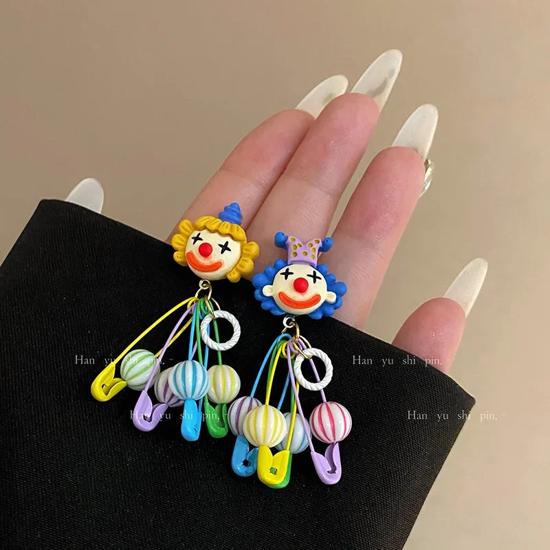 Красочные цирковые клоунские серьги в мультяшном стиле модные индивидуальные