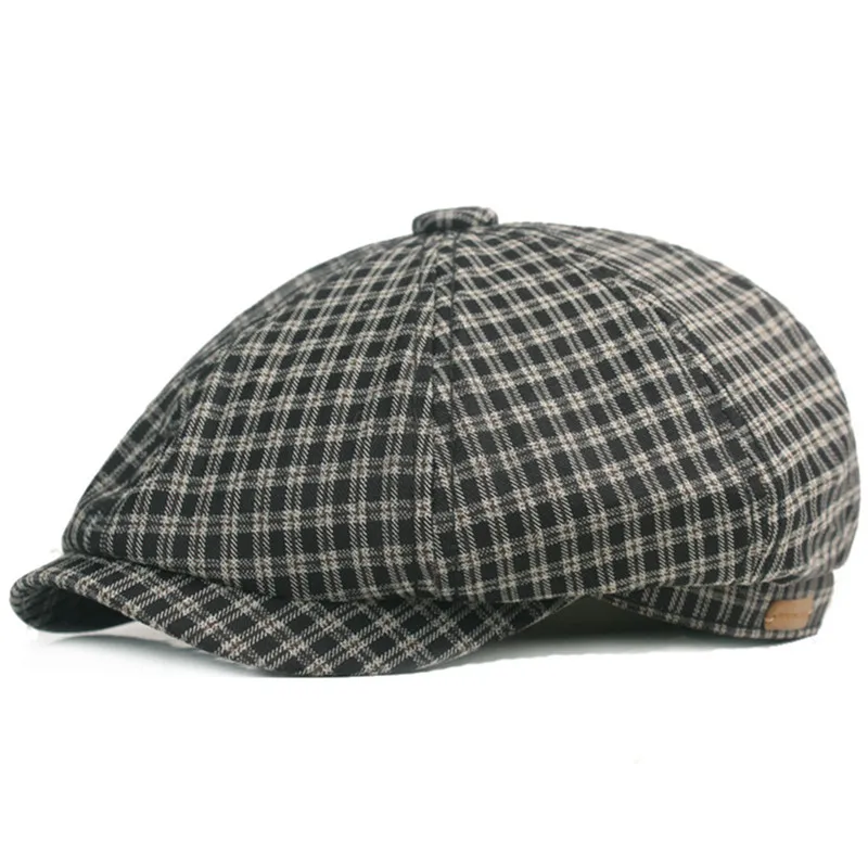 

XdanqinX Spring Summer New Men Women Plaid Vintage Berets European American Style Retro Fashion Tongue Caps Couples Travel Hats