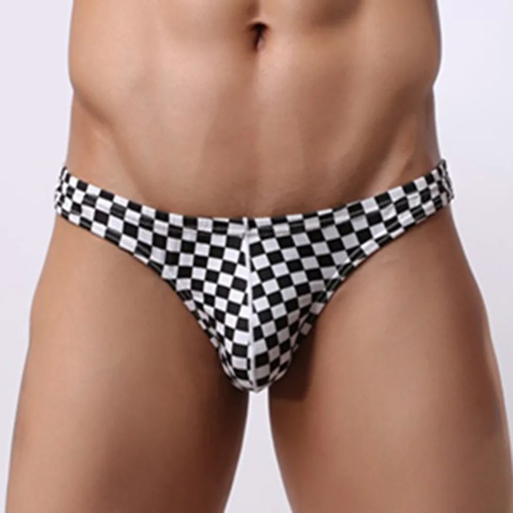 

Men's Plaid Panties Fashion Shorts Cotton Woven Underpants Breathable Underwear Comfortable U Convex Design Briefs