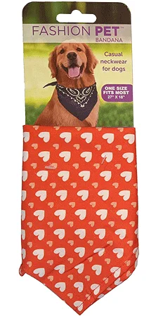 PET Bandana Hearts Red