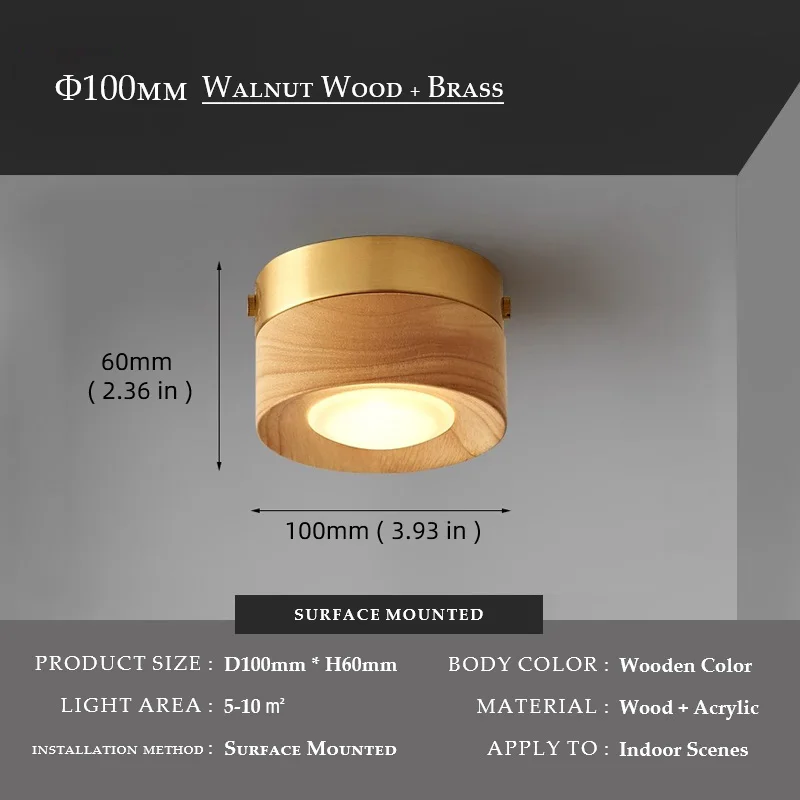 

Потолочный светильник из латуни и ореха