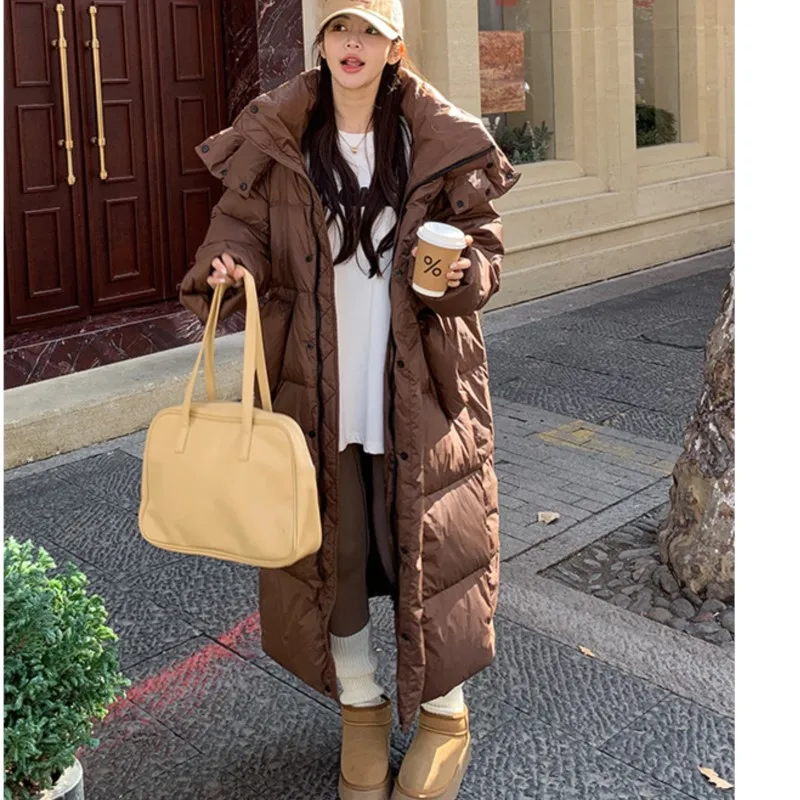 Johnature Winter New Hooded White Duck Down Long Warm Jacket 2024 Xin Korean Loose Thicken Women Coats
