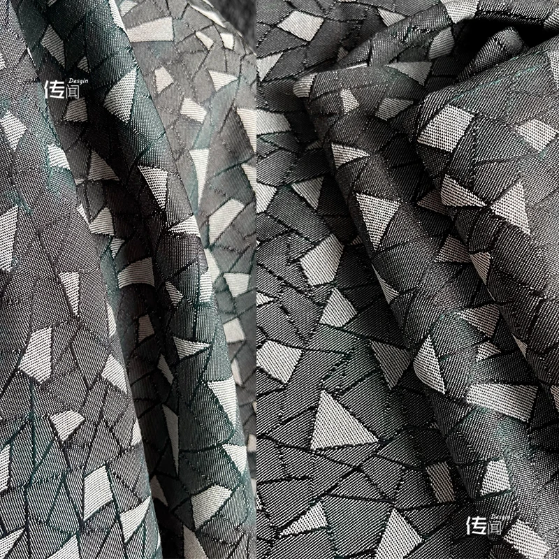 

Gray Green Irregular Geometric Pattern Jacquard Fabric Floral Skirt Bag Clothing Designer Fabric
