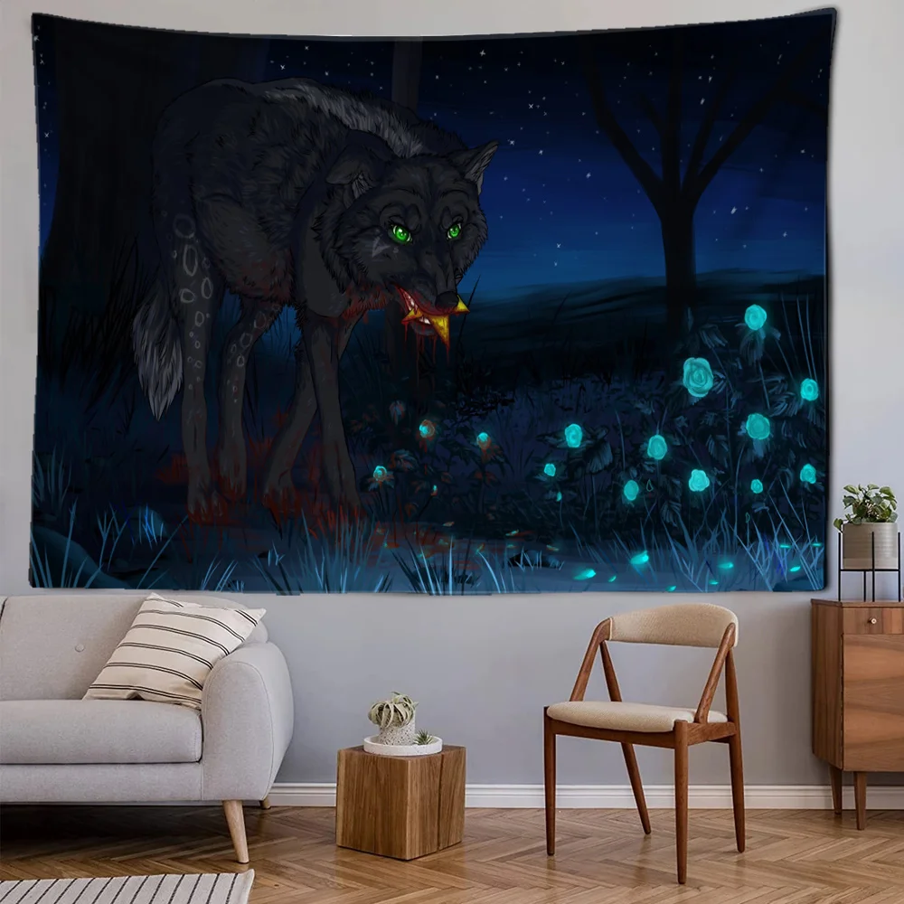 

Гобелен с волчьим узором, светоотражающий Настенный Коврик для гостиной, спальни, кухни, домашний текстиль, украшение