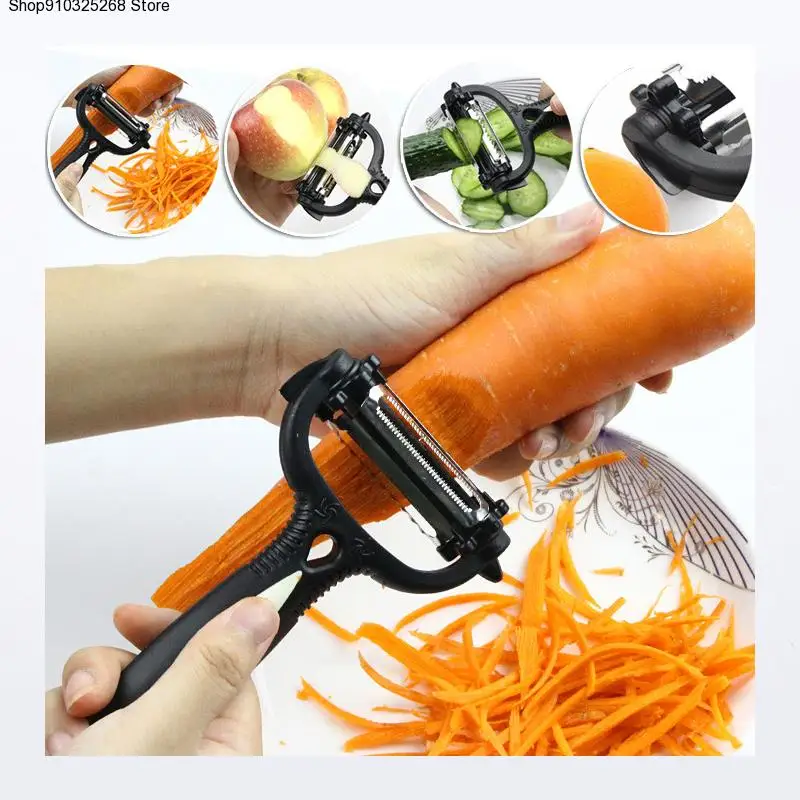 

Magic Trio Peeler Set Fruit Potato Carrot Peeler Cutter Slicer Melon Gadget Multifunctional 360 Degree Rotary Kitchen Tool