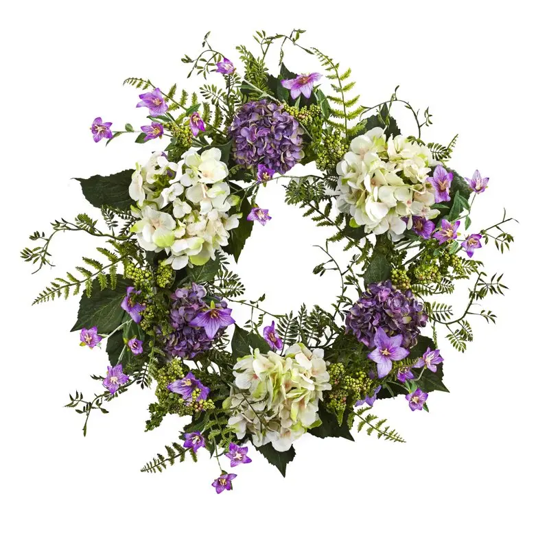 

Artificial Hydrangea Berry Floral Plastic Wreath, 24" (Assorted Colors)