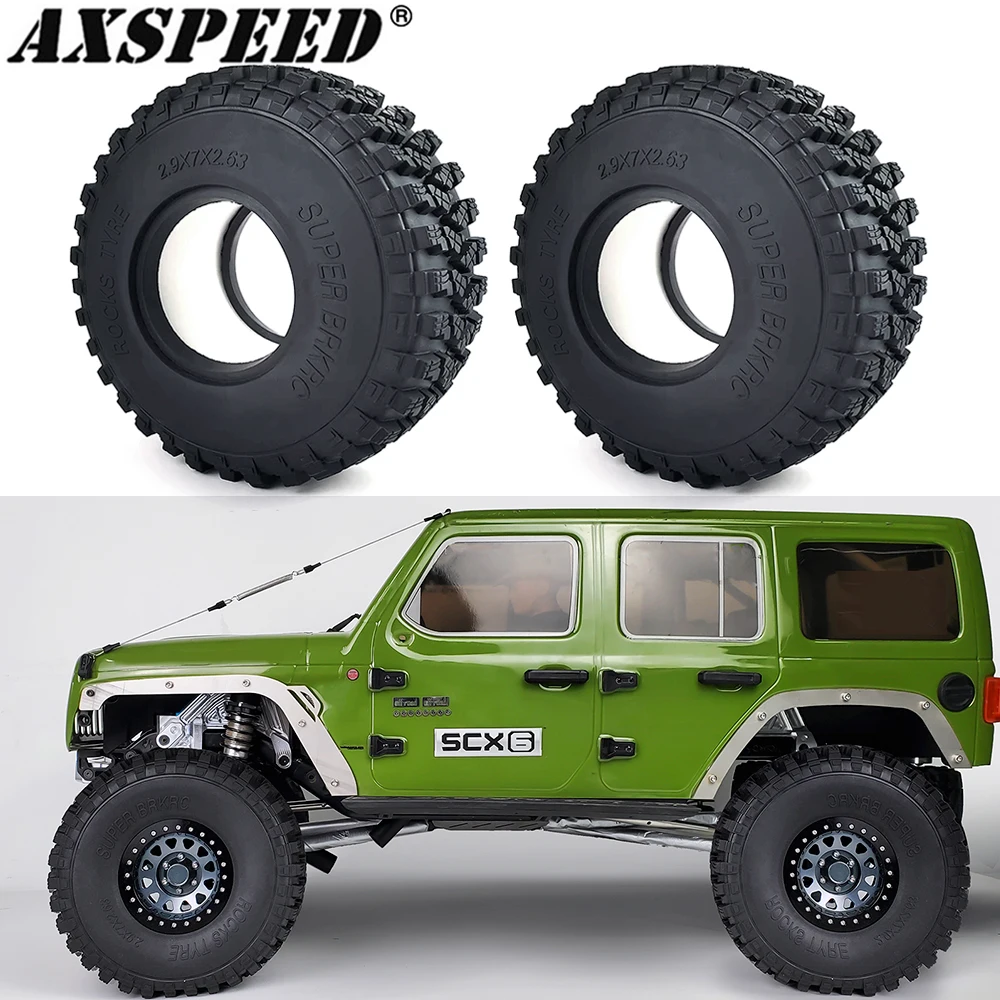

AXSPEED 2.9" Terrain Wheel Tires 180*67mm Rubber Tyres for 2.9inch Wheel Hub Rim 1/6 RC Rock Crawler Car Axial SCX6 AXI05000
