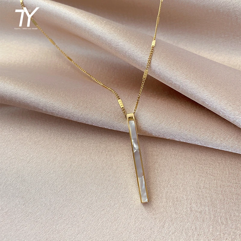 

2022 New Titanium Steel Chain Shell Long Pendant Necklace for Women Fashion Luxury Girl Clavicle Gold Chain Jewelri Elegant Gift
