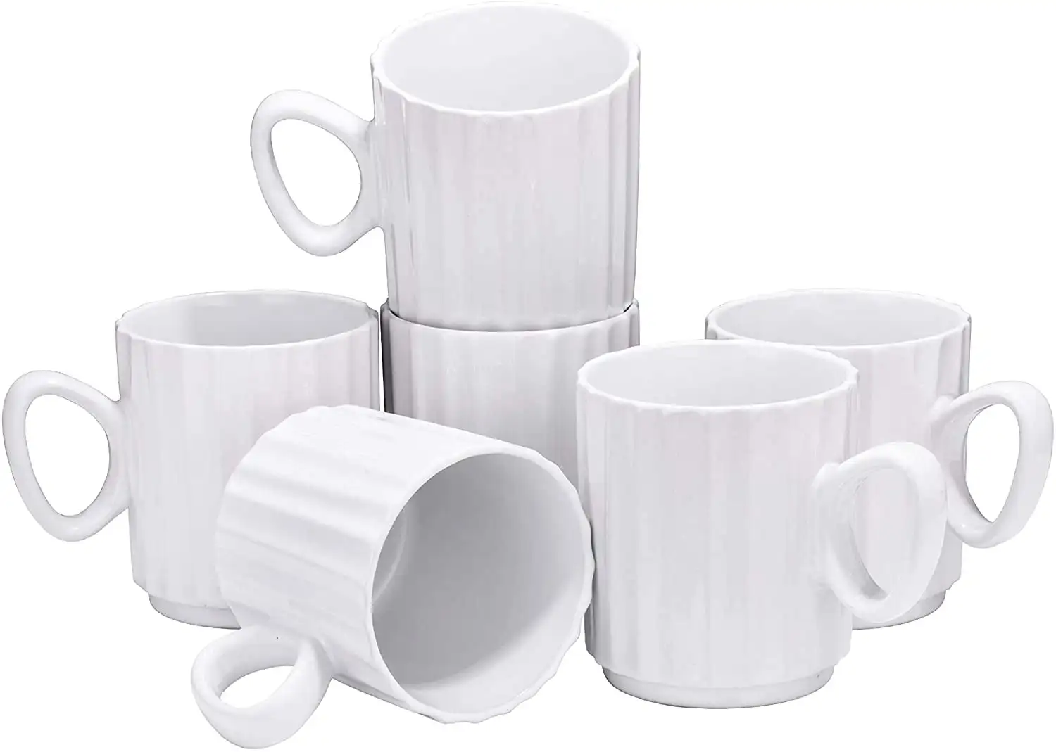 

Set of 6 Coffee Mug Sets, 14 Ounce Ceramic Coffee, Ribbed Large-sized Black Coffee Mugs Set for Coffee, Cappuccino, Tea, Cocoa,