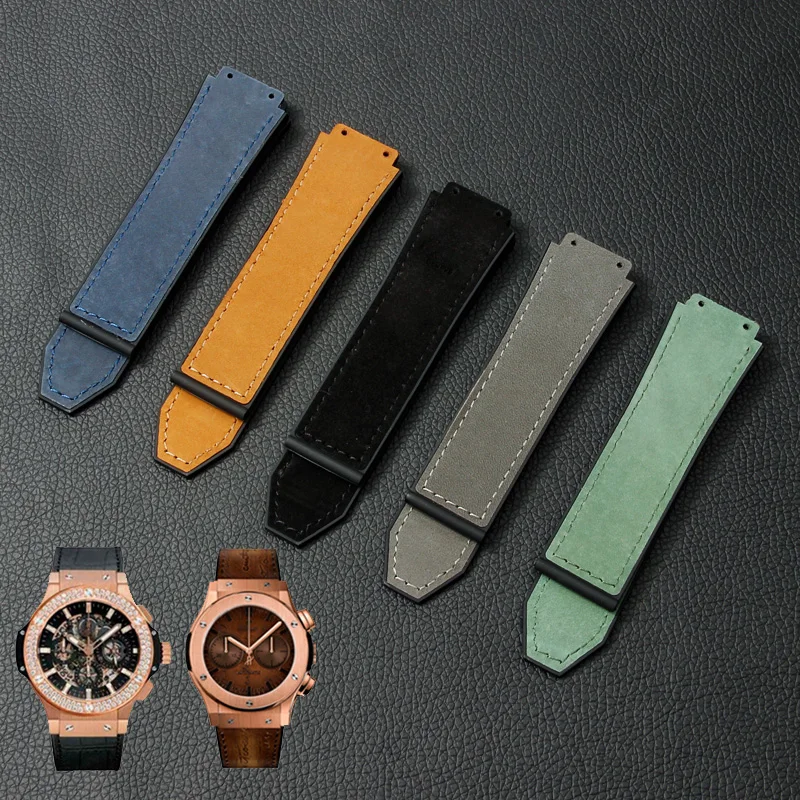 

Frosted Leather Watch Band Back Rubber Men's Waterproof Watch Strap for Hublot Yuqi Big Bang Classic Fusion 25*19mm Buckle 22mm