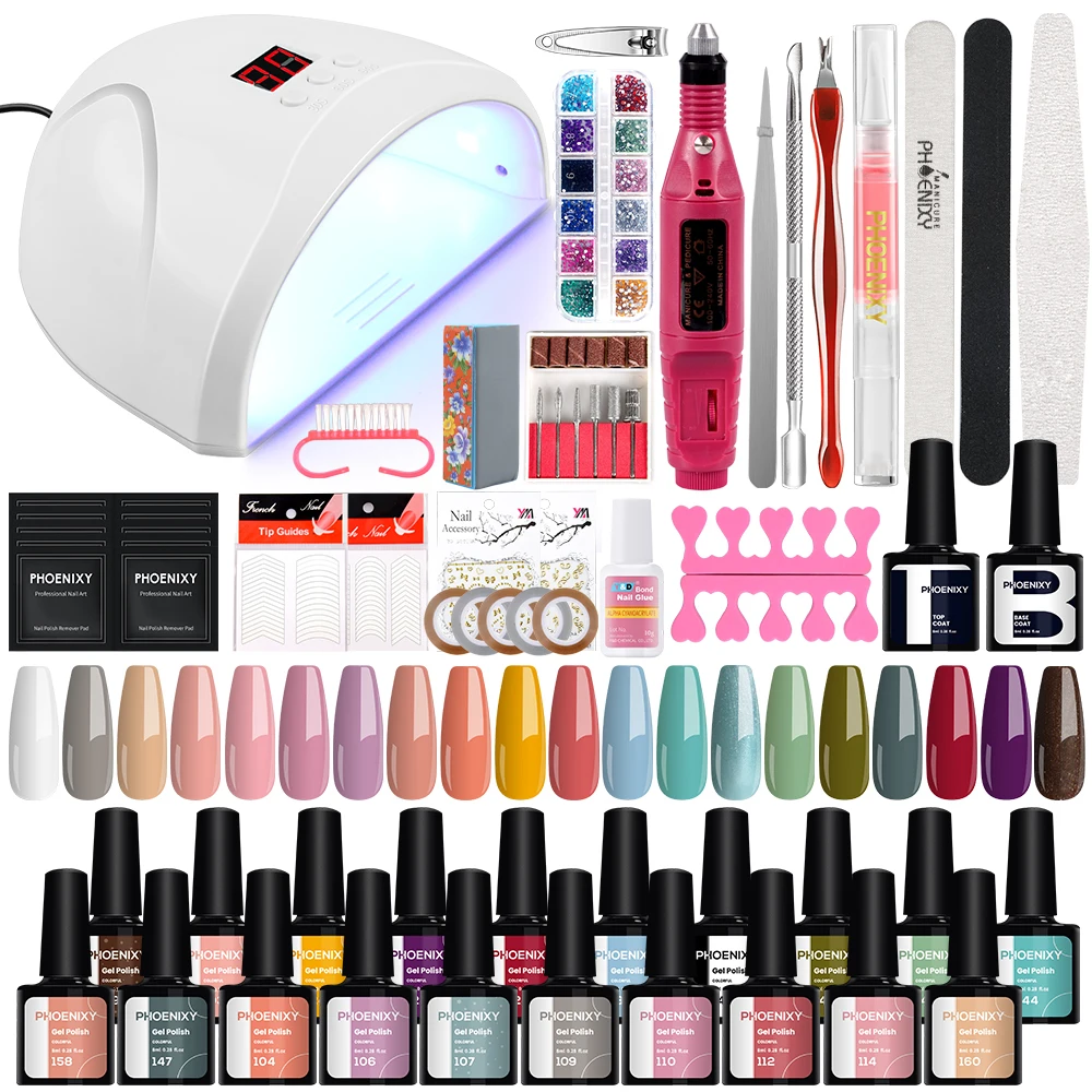 

Manicure Set with 36W UV LED Nail Lamp 20pc Gel Nail Polish Set Electric Nail Drill Machine UV Gel Varnishes Nail Art Tools Kit