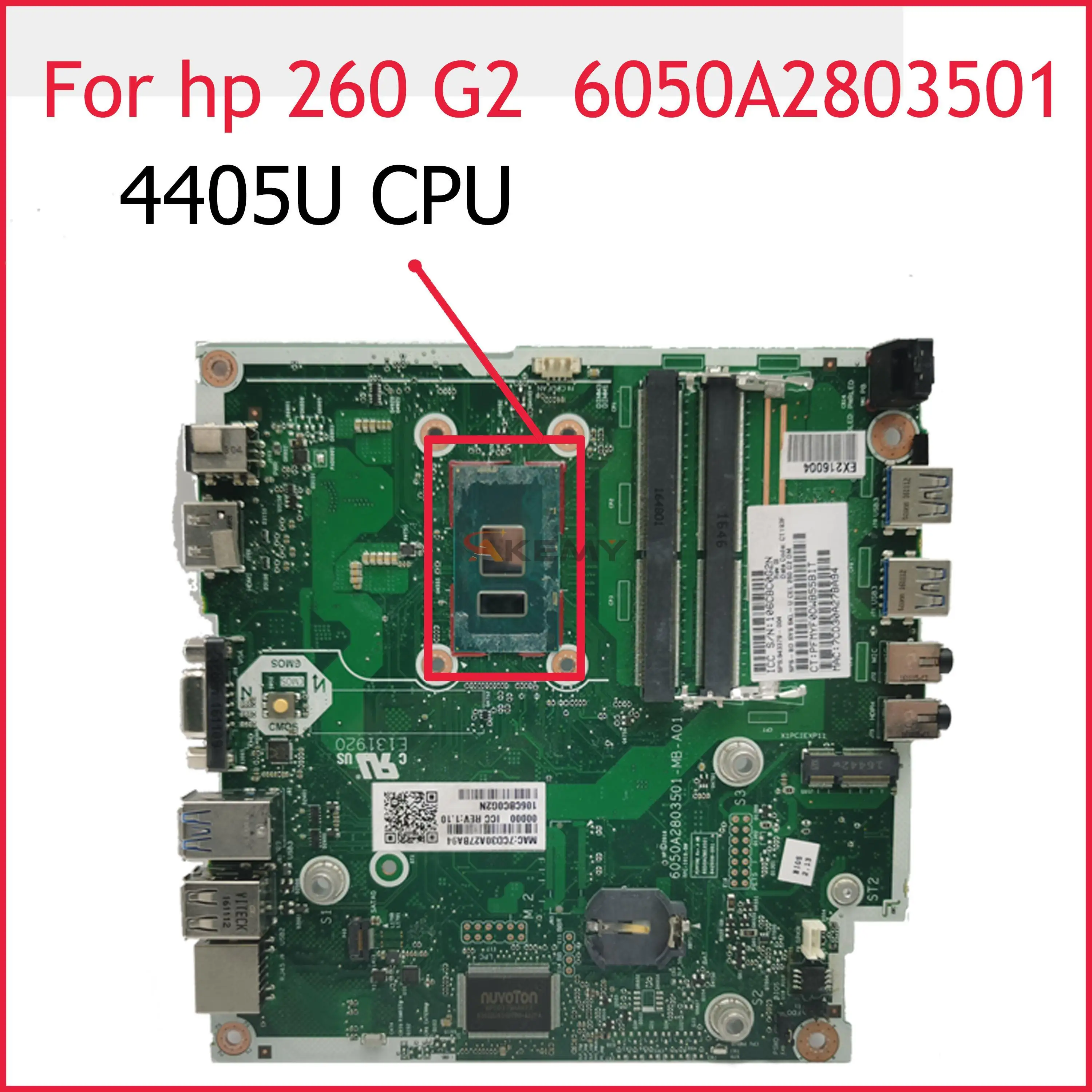 

Оригинальная материнская плата для настольного компьютера HP 260 G2 DM 6050A2803501-MB 843379-603 843379-003 842606-003 Pentium 4405U CPU 100% протестирована