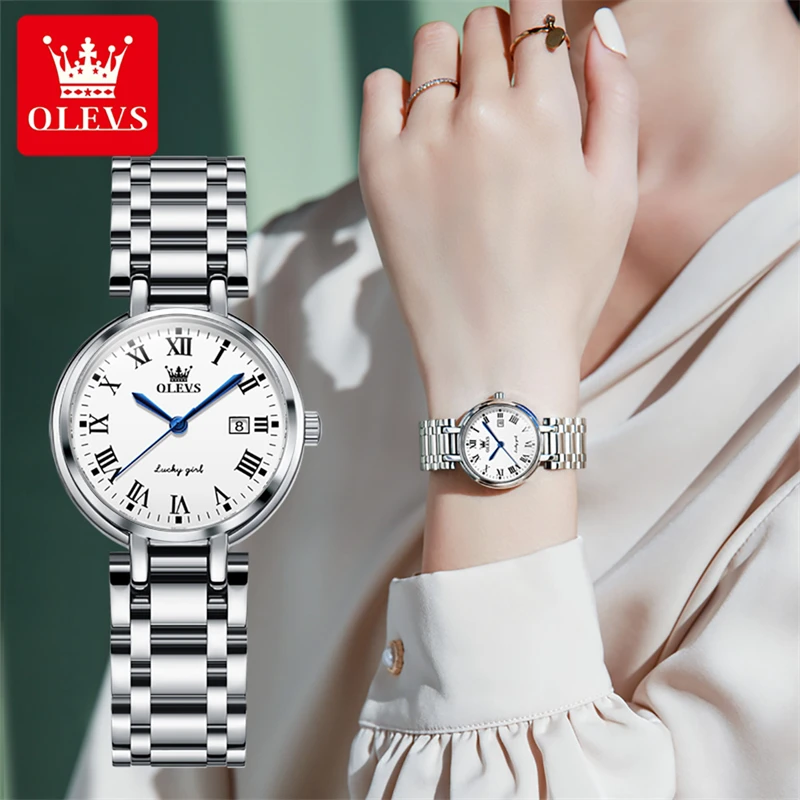 

OLEVS 5575 Fashion Waterproof Watch For Women, Stainless Steel Strap Niche Exquisite Quartz Women Wristwatches Calendar