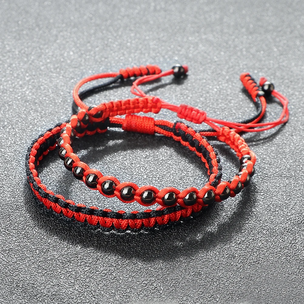 Набор плетеных браслетов Lucky с красной нитью цветные медные бусины плетеные