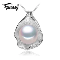 fenasy 925 sterling silver natural freshwater pearl necklace pendant shell design fashion pearl jewelry necklace for women new