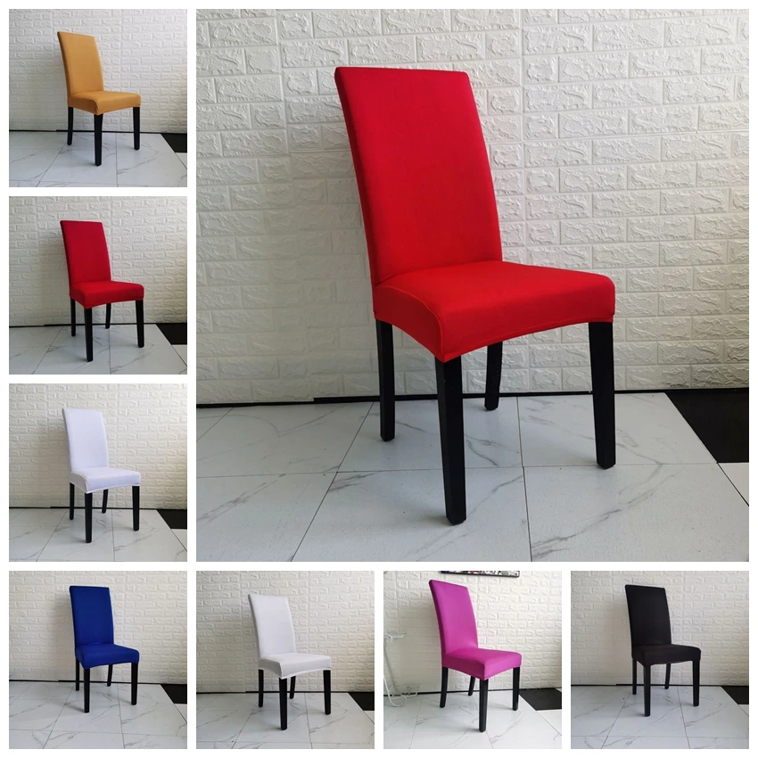 

Dining Chair Cover Thickened Elastic Square Pouf Cover Solid Color New Seat Cover All-Inclusive Home Chair Cover for Living Room
