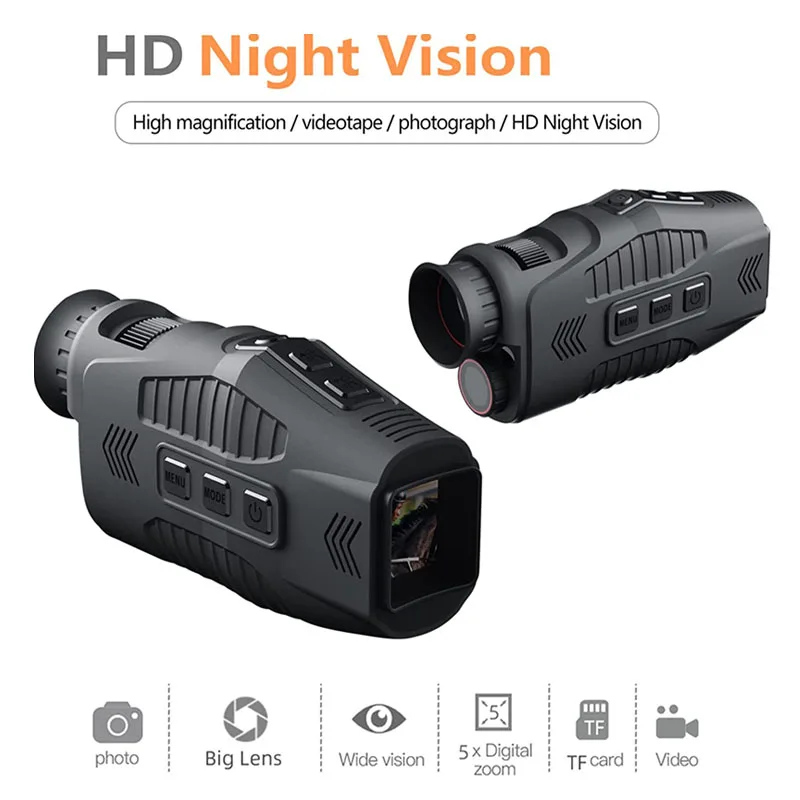 Portable Night Vision Monocle for Hunting 5X Digital Zoom Night Vision Device 1080P HD Digital Infrared Camera