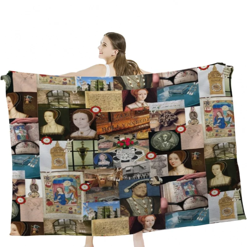 

Anne Boleyn Collage Throw Blankets Airplane Travel Decoration Soft Warm Bedspread