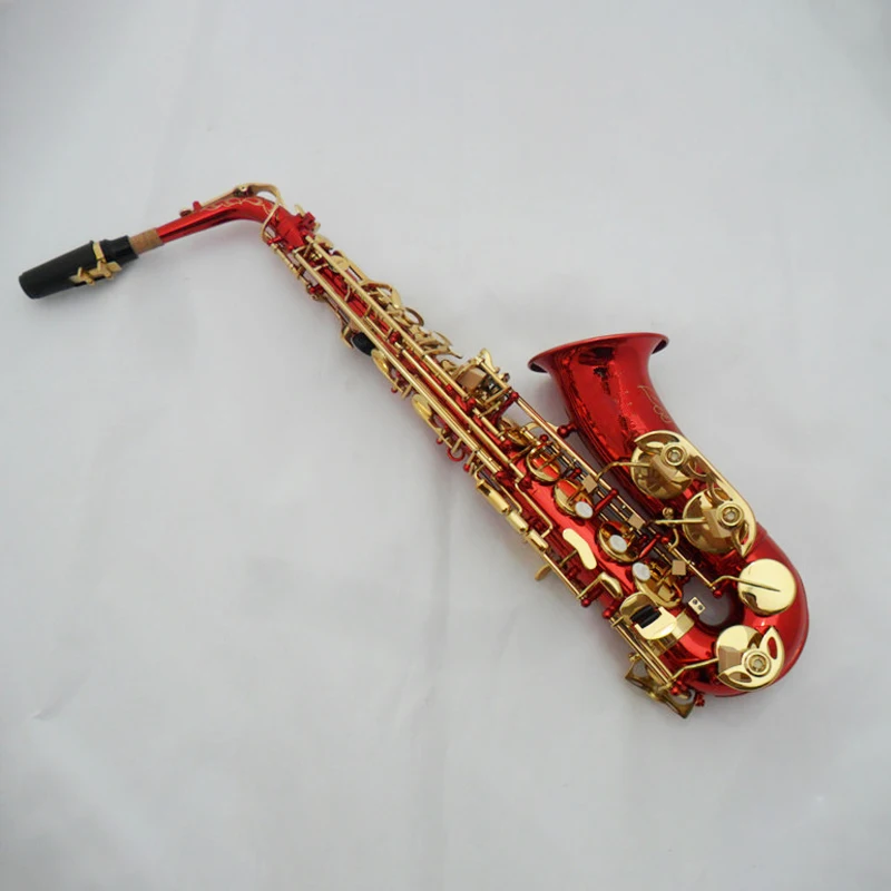 

European high-quality E-flat red Alto saxophone red lacquer gold key surface gold-plated professional Eb alto sax instrument