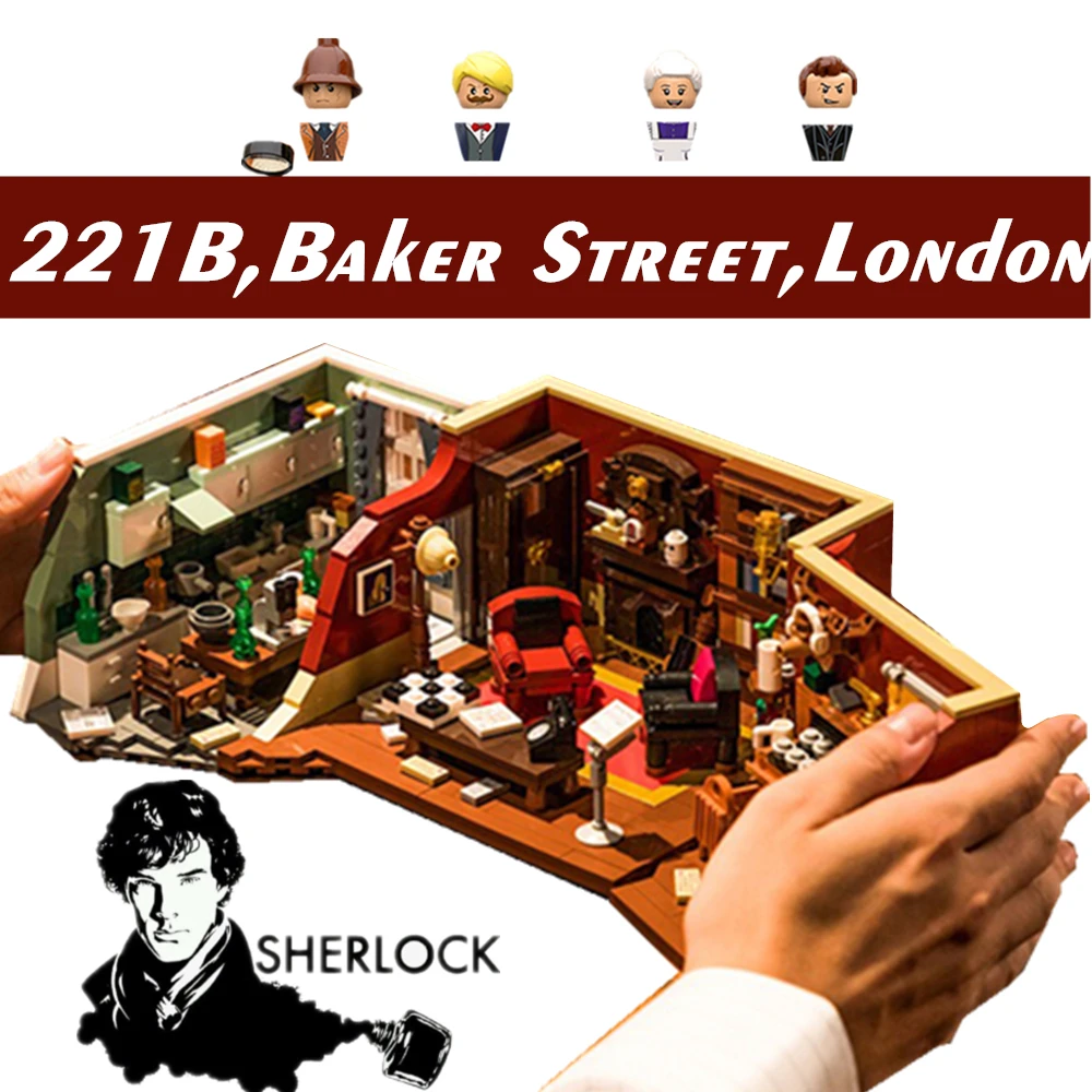 

Британская ТВ-драма детектив 221b sherпрепятствующий Бейкер улица Лондон Holmesed Уотсон друзья строительные блоки игрушка подарок