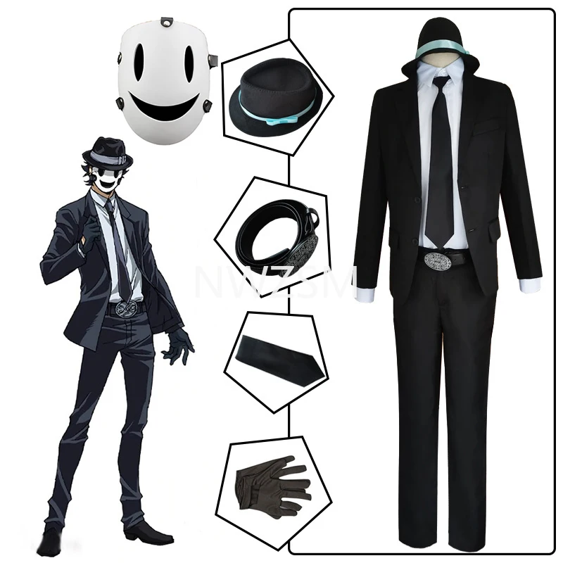 

Anime High Rise Invasion Sniper Mask Cosplay Costume Tenkuu Shinpan Men Uniform Belt Masks Halloween Party Costumes