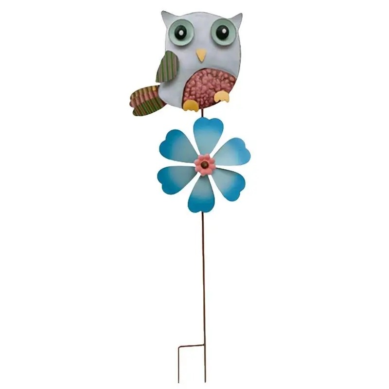 

3D Flower Windmill Multicolor Owl Windmill Colourful Flower Wind Spinner Yard Decoration Kids Toy Creative Garden Decor For Lawn