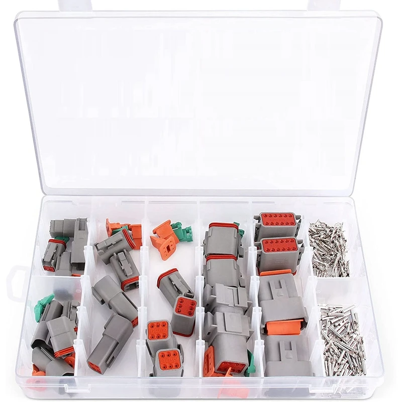 

Electrical Wire Connector Plug, 8 Sets 2 3 4 6 8 12 Pin For Deutsch DT Connector Assortment Kit