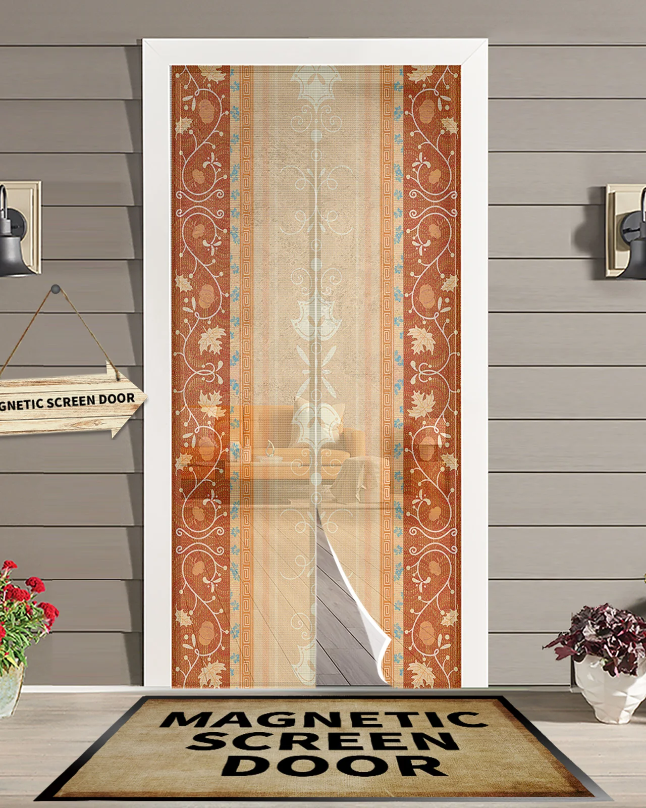 

Бохо Этнический узор Кленовые Листья Современные магнитные москитные дверные занавески против комаров насекомых летающие клопы занавеска...