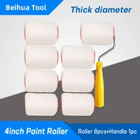 9pcsset 4inch paint roller brush kit 10cm thick diameter roller for wall decorate painting handle tool polyester fiber nap 13mm