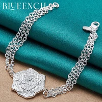 blueench 925 sterling silver multi circle chain camellia bracelet for women engagement wedding wedding fashion