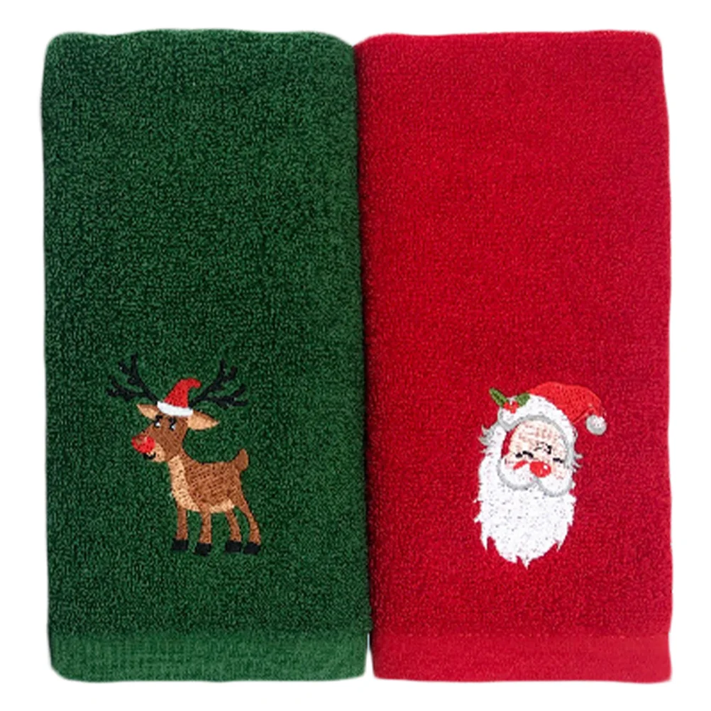 

Christmas Towel Towels Cotton Hand Bathroomkitchen Face Cleaning Gifts Dishbath Cartoon Holiday Cloth Red Washcloths