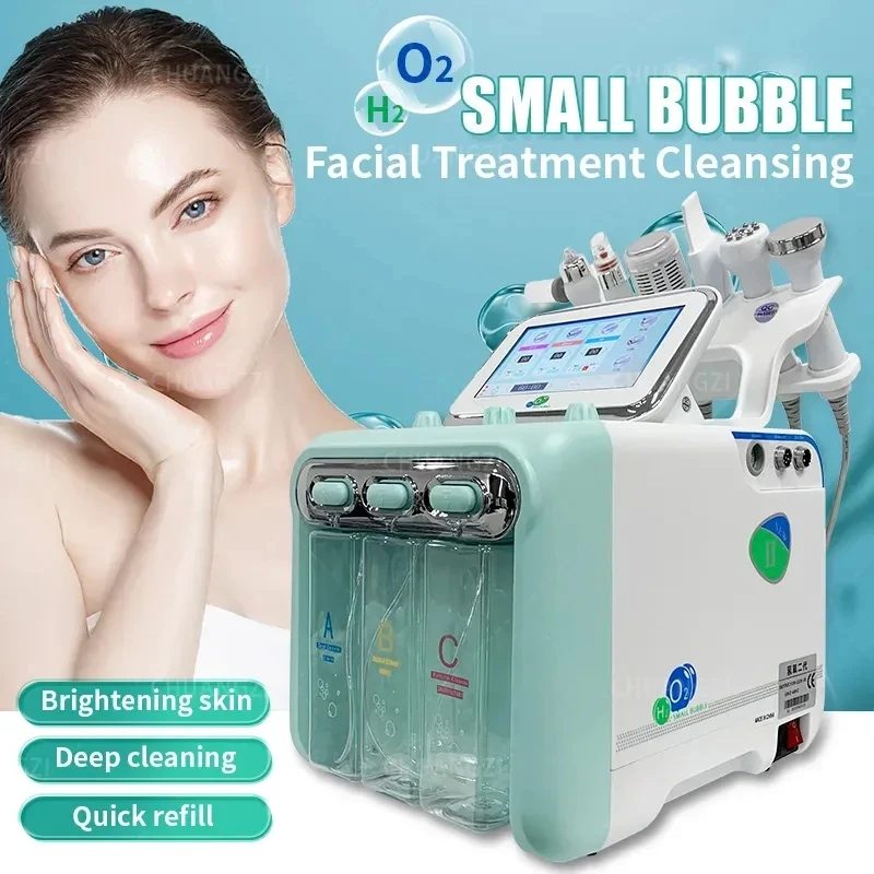 

Hydrogen Oxygen Small Bubble 6 In 1 RF Beauty Machine Dermabrasion Lifting Skin Rejuvenation And Whitening Facial Spa