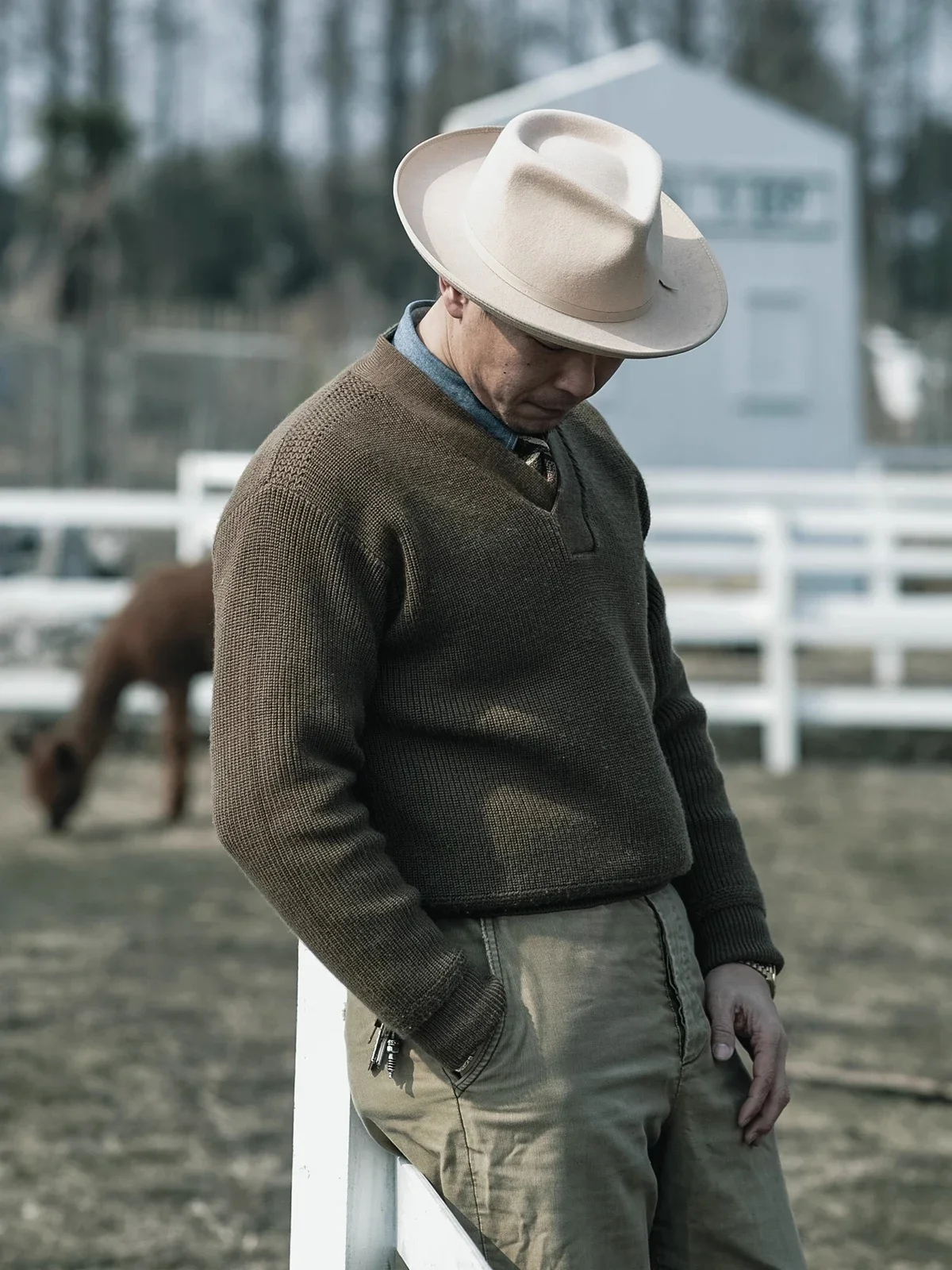 Bronson WWII USAAF Type A-1 Mechanic Sweater Men Heavyweight V-Neck Knit Jumper