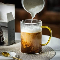stripe cafe glass stripe milk glass tea glass wine glass transparent heat resistant household glass breakfast milk cup