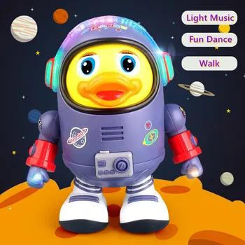 Children's Space Duck Dancing Robot With Light Music Cartoon Funny Walking Musical Educational Smart Electric Toy Gift For Kid