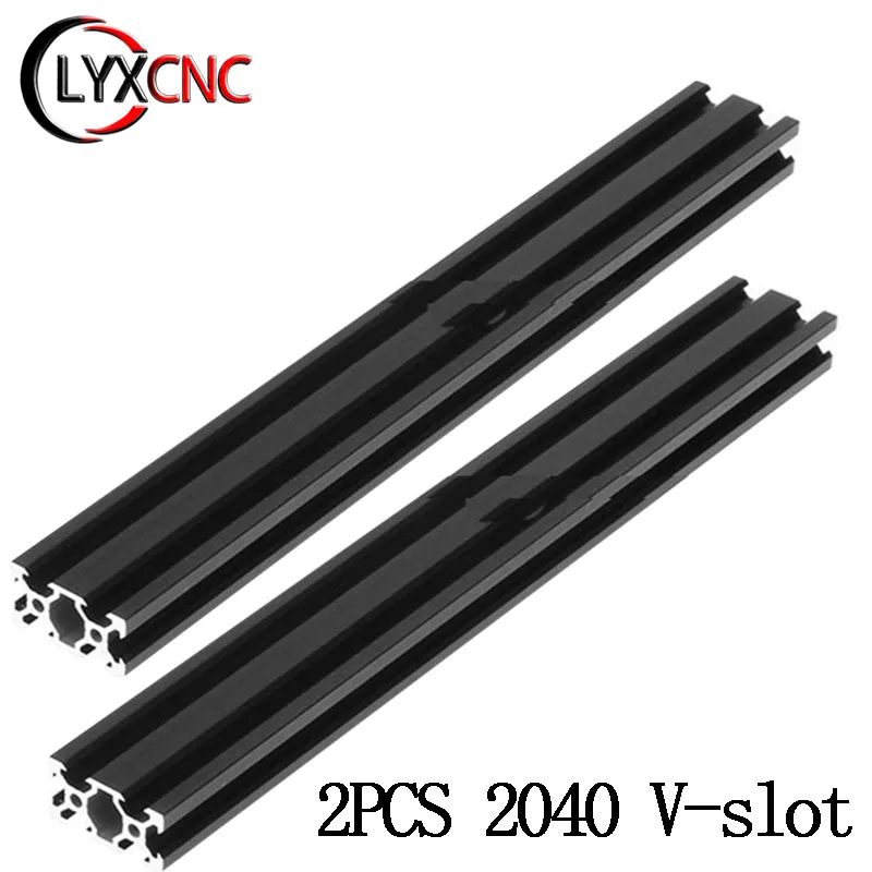 2PC V-slot 2040 Black Anodized Aluminum Profile EU Standard Extrusion 100 200 400 450mm Linear Rail for CNC 3D Printer Woodworke