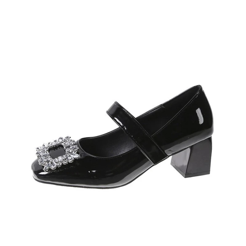 Women Leather Shoes  Flat  PU Square button Solid Color Increase Breathable  Fashion  Platform