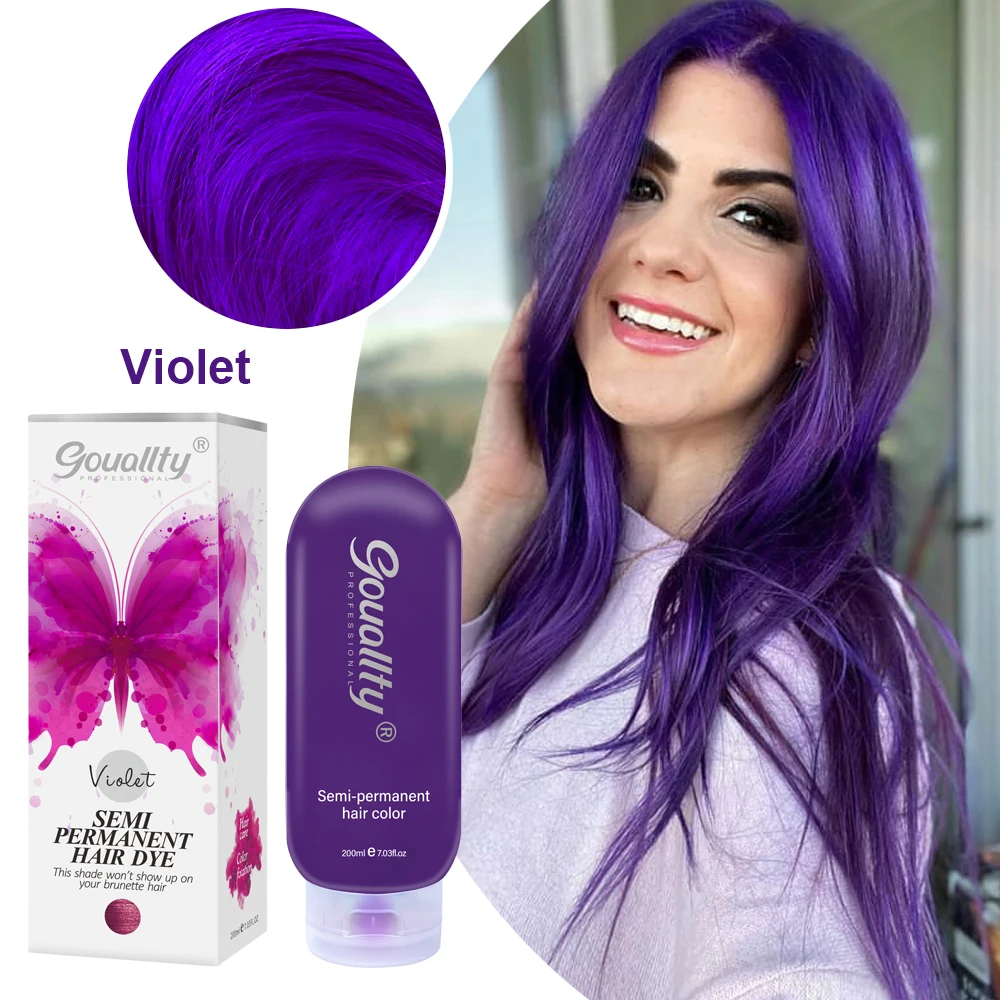 

Gouallty Semi Permanent Hair Dye Violet Purple Green Hair Color Cream Coloring Hair Conditioner Tint For Blonde Hair