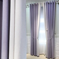 customized purple stitching cotton and linen contrast color full shading simple living room bedroom wedding room bay window