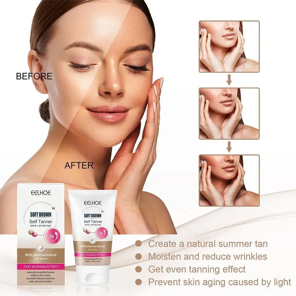 

50ml Shine Brown Tanning Cream Natural Fast Body Bronzer Darken Care Skin Self Tanner Lotion New Enhance I9i7