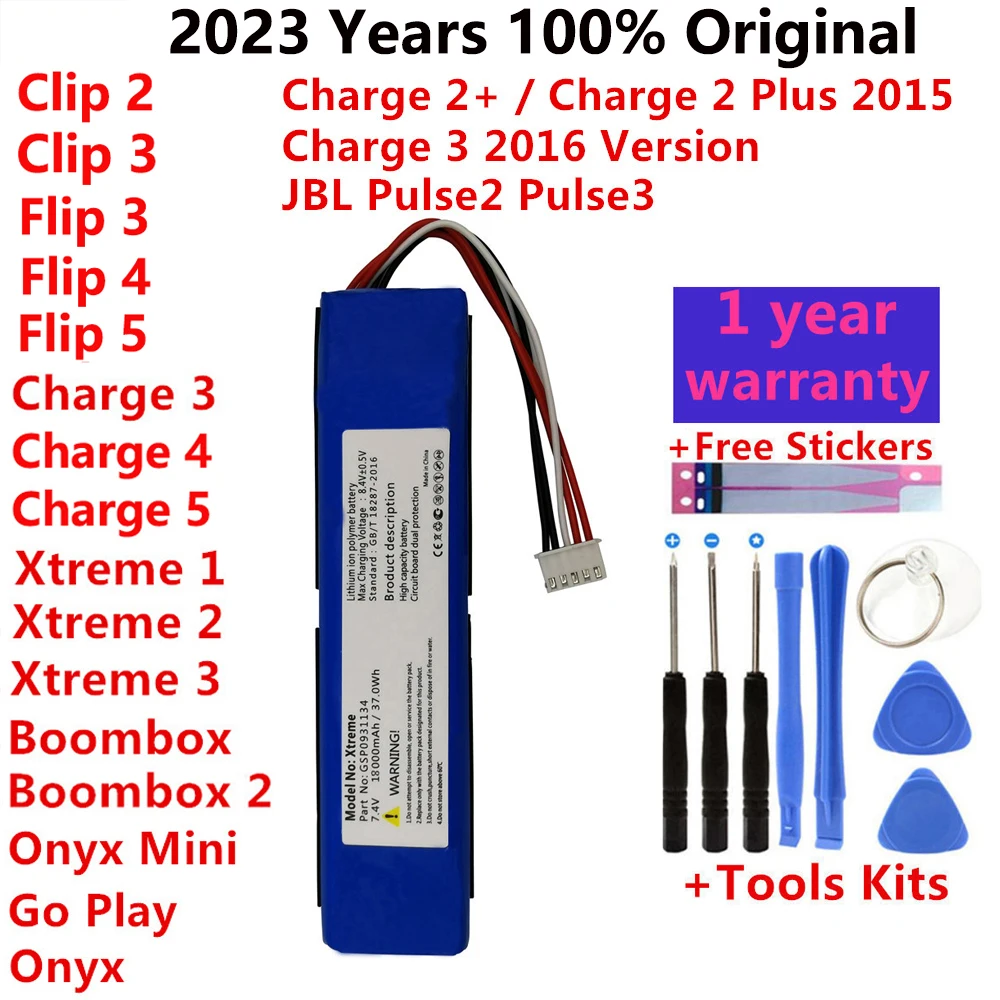 2023 Original Replacement Speaker Battery For JBL Charge Flip Pulse Xtreme 1 2 3 4 5 For Harman Kardon Go Play Onyx Mini Bateria