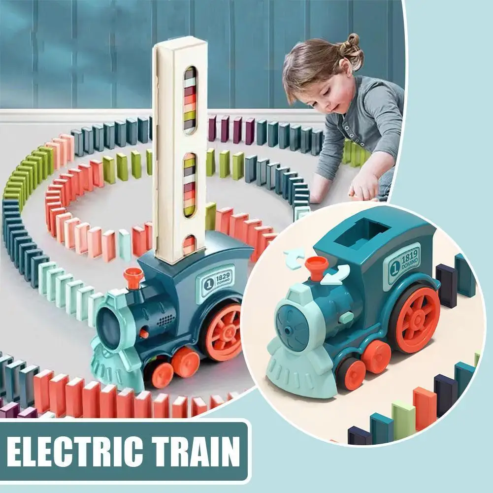 

Funny Electric Train Kids Domino Toys Automatic Laying Dominoes Brick Blocks Games Educational Toy For Children Birthday Gi H3J5