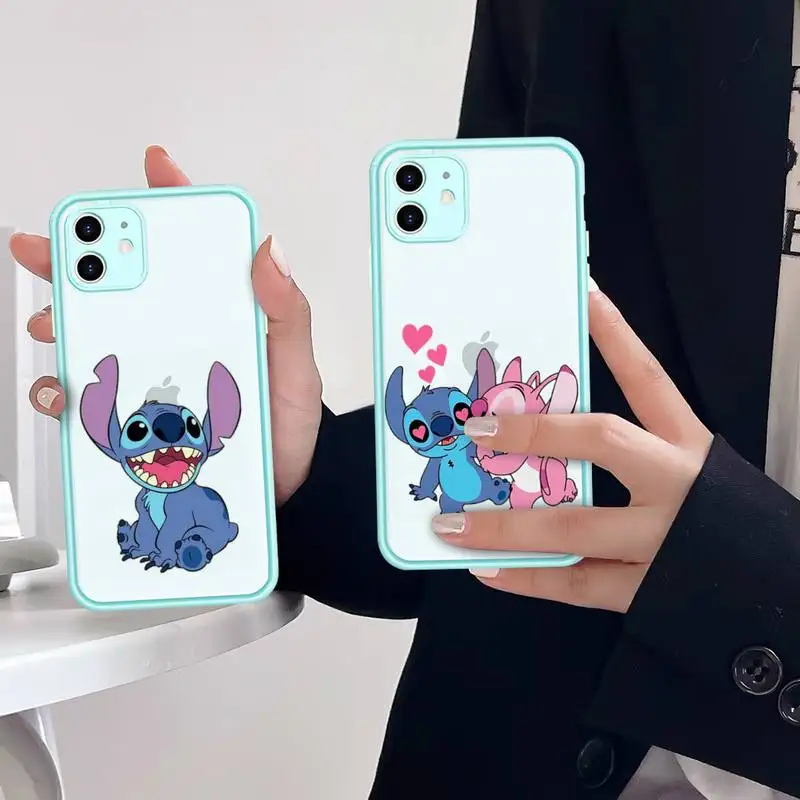 

BANDAI Stitch Phone Case for iPhone X XR XS 7 8 Plus 11 12 13 pro MAX 13mini Translucent Matte Case