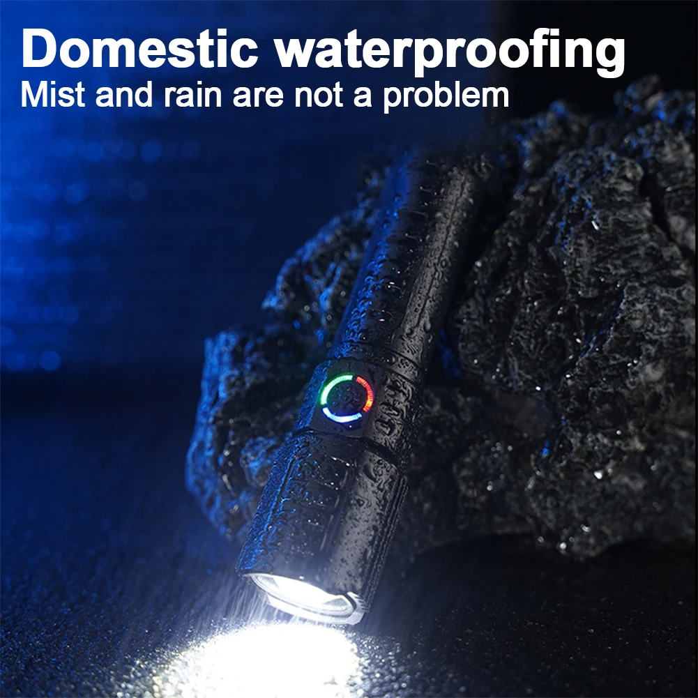 Светодиодный ручной фонарь типа C с зарядкой через USB телескопический