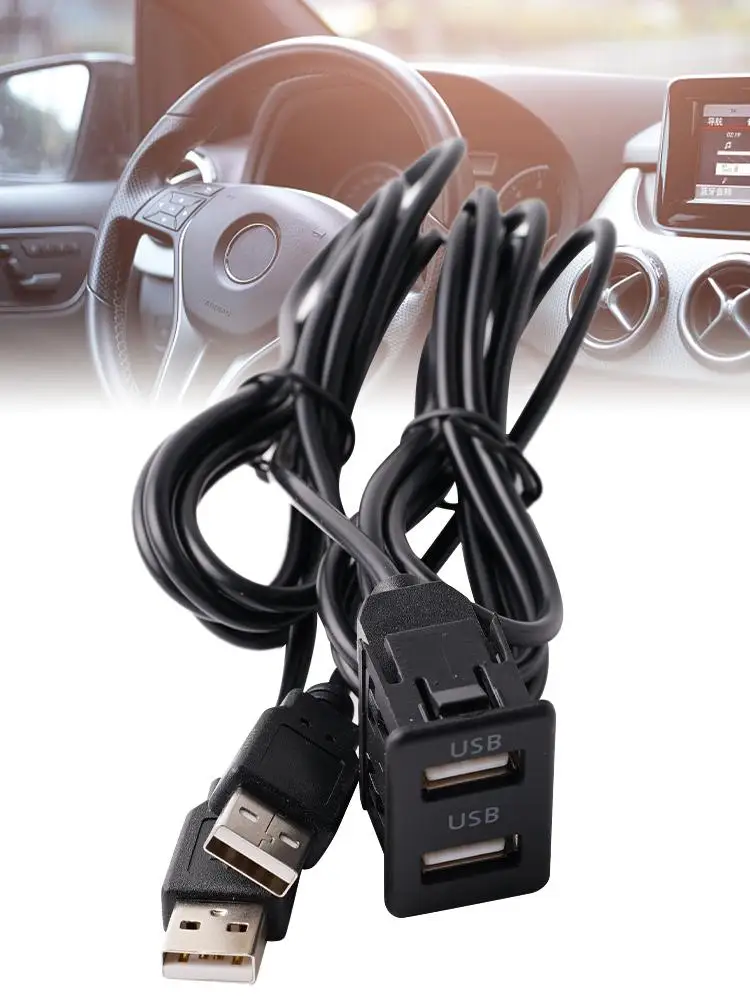 

1 Meter Car Dash Flush Mount Extension Cable Dual USB Pair Panel USB2.0 Male Busbar Adapter Extension Cable Waterproof U2K1