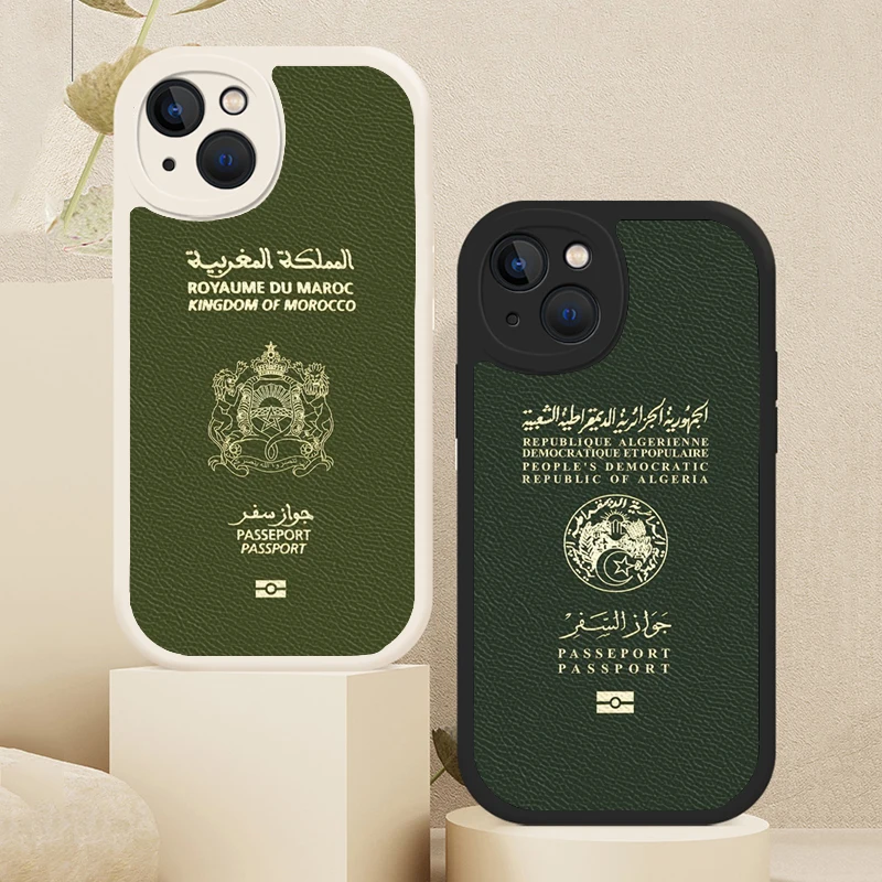Algerian Russia Spain Passport Lambskin Case For iPhone 11 12 13 Mini 14 Pro Max XS XR X 8 7 Plus SE 2020 Back Cover