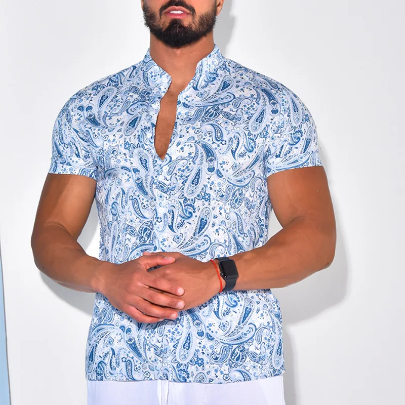 

Men Clothing 2022 Summer New Short-sleeved Shirts Men's Casual Loose Tops Simple Printed Shirts Camisas Para Hombre