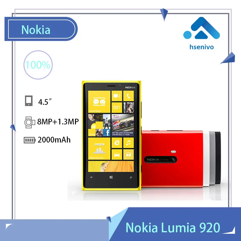 

Nokia Lumia 920 Refurbished-Original Lumia 920 GPS WiFi 3G&4G 32GB ROM 1GB RAM 8MP Camera Unlocked Windows phone Free shipping